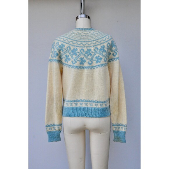 Vintage Icelandic Jacket Sweater Cardigan Knit Knitted Norwegian 40s 50s XS - S - Picture 7 of 10